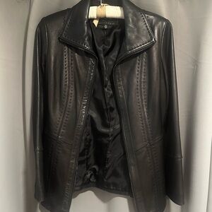 Classic Jones New York Black Leather Jacket - Women